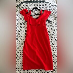 RACHEL Rachel Roy Red One-Shoulder Ruffle Sheath Dress